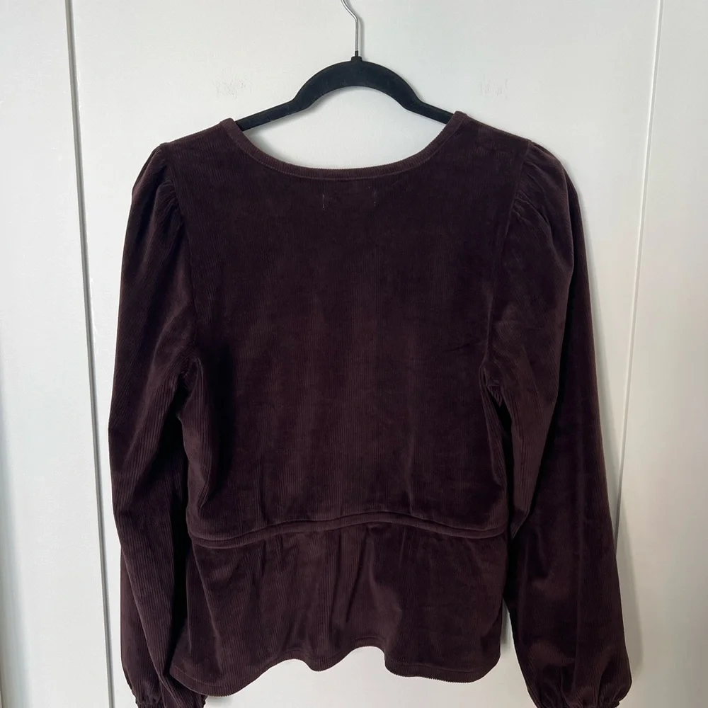 Madewell Dark Brown Velvet Wrap Blouse